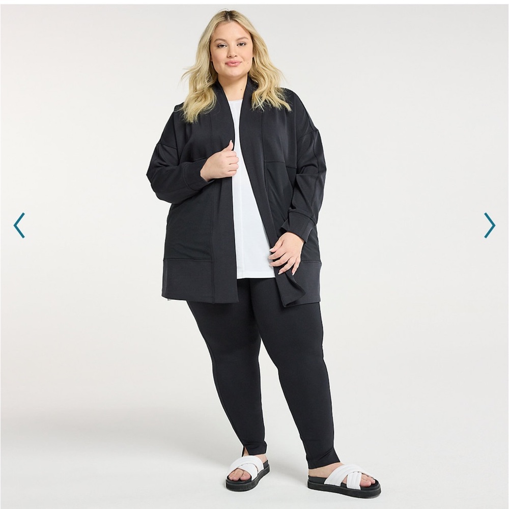 FLX Pieced Woven Open-Front Cardigan - Oversized Fit Size XL